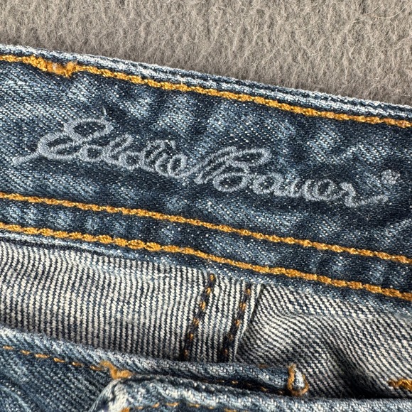 Eddie Bauer Jeans Women 14 Classic Fit‎ Bootcut 100% Cotton Embroidery Blue - Picture 6 of 13
